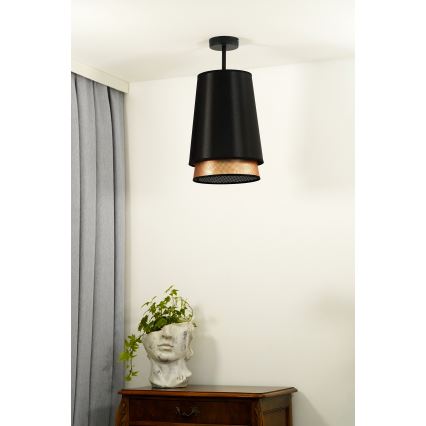 Duolla - Ytmonterad ljuskrona BELL SHINY 1xE27/15W/230V diameter 25 cm svart/koppar