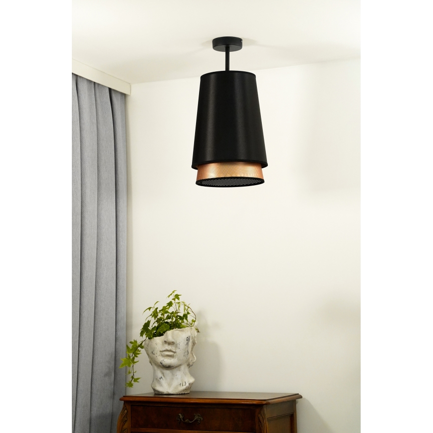 Duolla - Ytmonterad ljuskrona BELL SHINY 1xE27/15W/230V diameter 25 cm svart/koppar