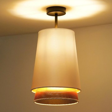 Duolla - Ytmonterad ljuskrona BELL SHINY 1xE27/15W/230V diameter 25 cm vit/koppar