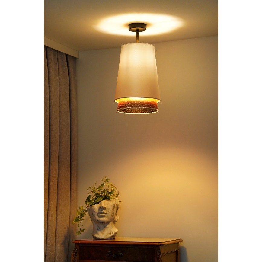 Duolla - Ytmonterad ljuskrona BELL SHINY 1xE27/15W/230V diameter 25 cm vit/koppar