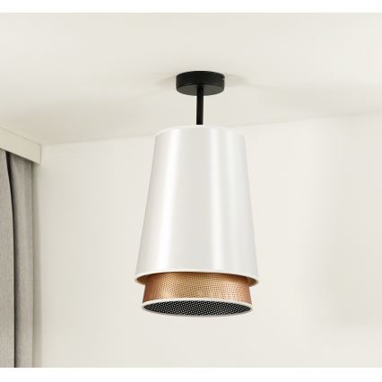 Duolla - Ytmonterad ljuskrona BELL SHINY 1xE27/15W/230V diameter 25 cm vit/koppar