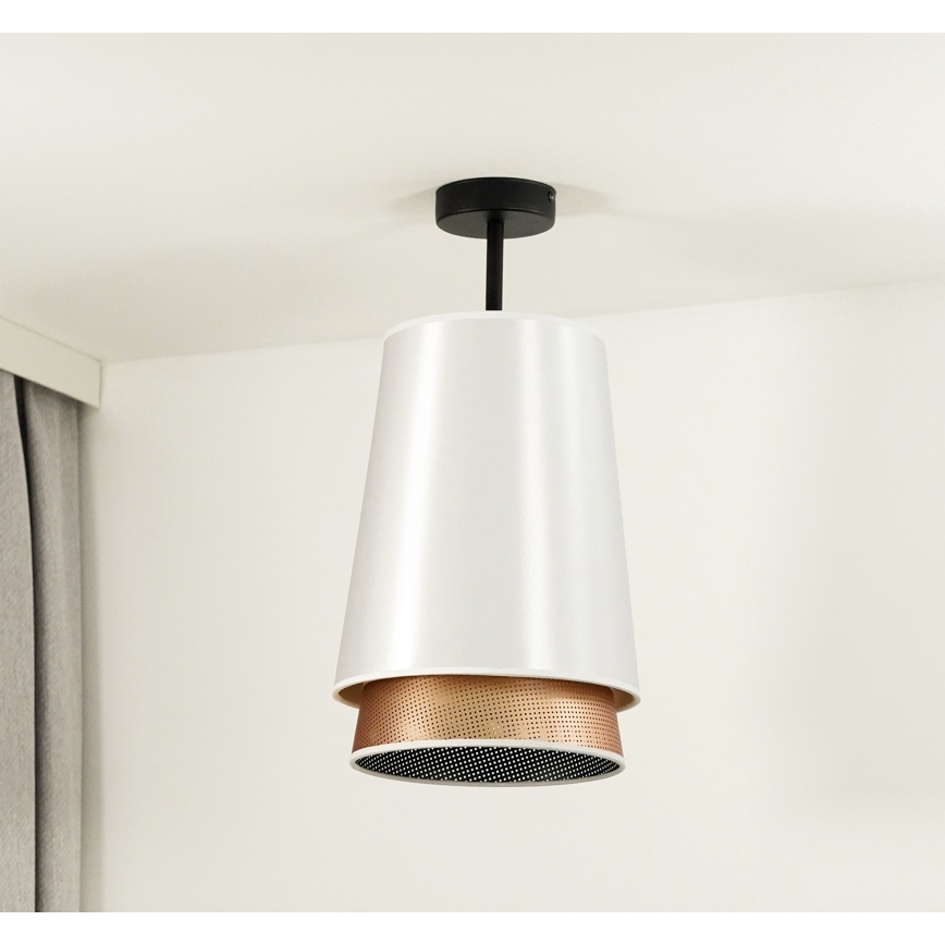 Duolla - Ytmonterad ljuskrona BELL SHINY 1xE27/15W/230V diameter 25 cm vit/koppar