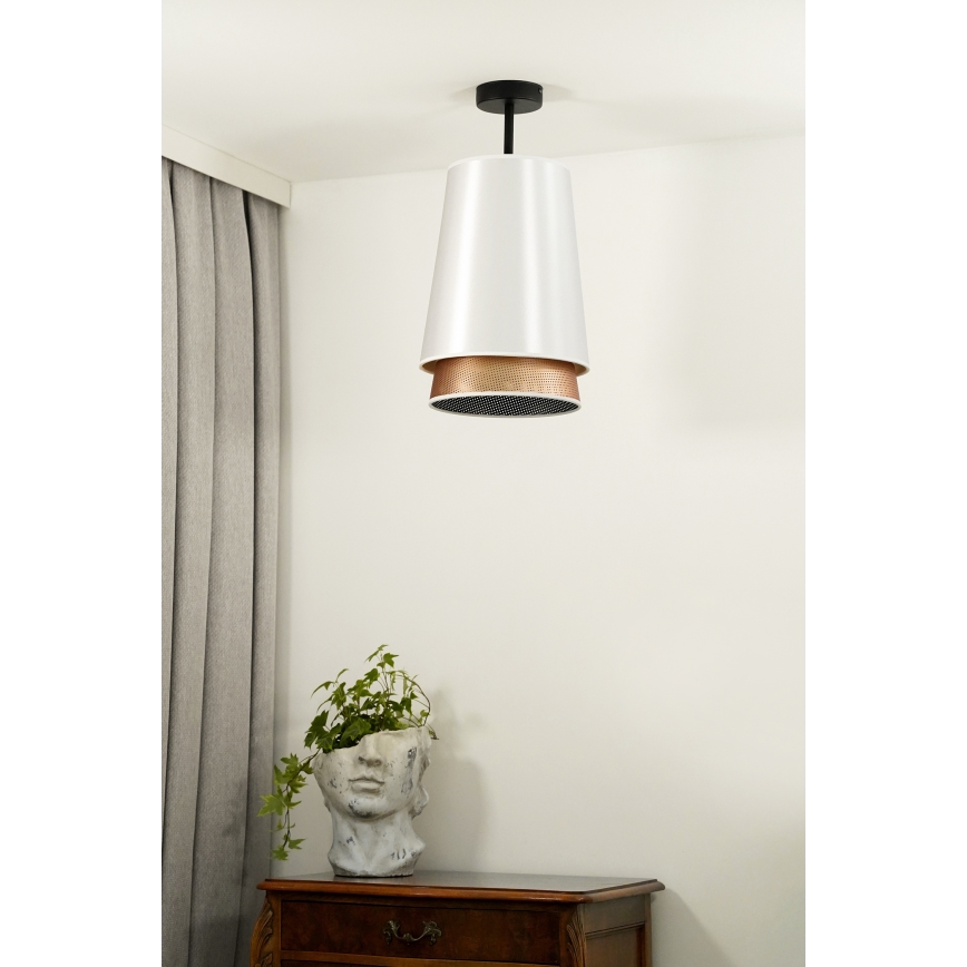 Duolla - Ytmonterad ljuskrona BELL SHINY 1xE27/15W/230V diameter 25 cm vit/koppar