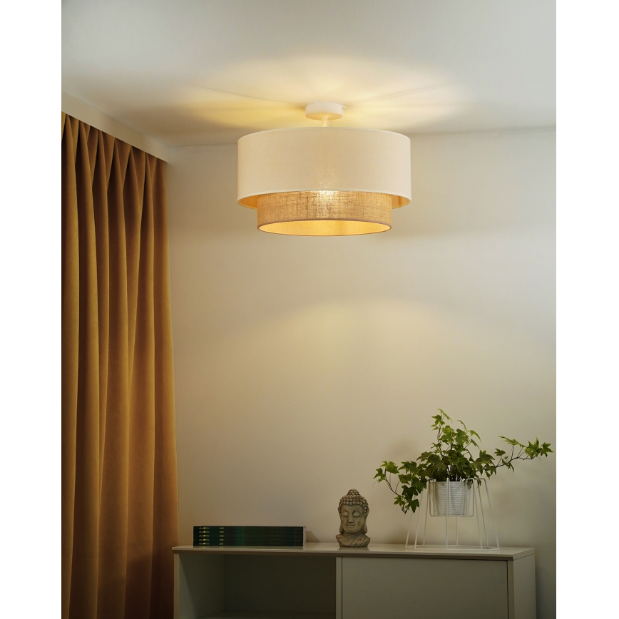 Duolla - Ytmonterad ljuskrona BOHO 1xE27/15W/230V diameter 45 cm grädde/brun