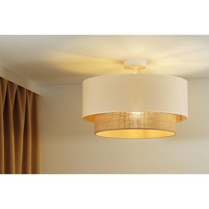 Duolla - Ytmonterad ljuskrona BOHO 1xE27/15W/230V diameter 45 cm grädde/brun
