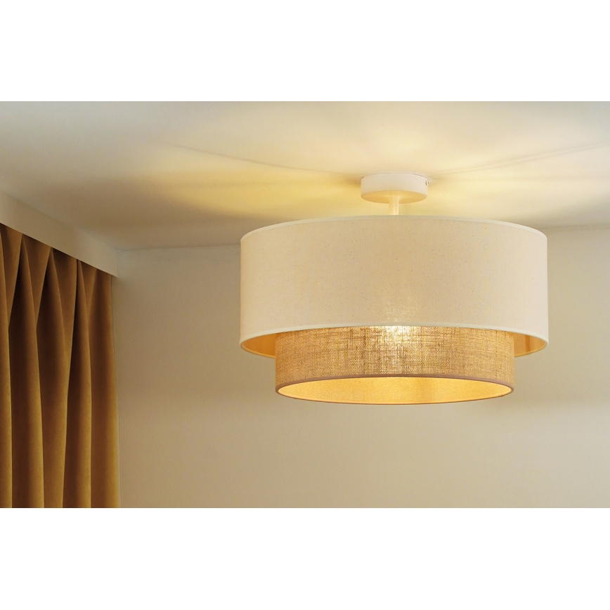 Duolla - Ytmonterad ljuskrona BOHO 1xE27/15W/230V diameter 45 cm grädde/brun