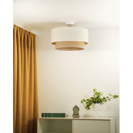 Duolla - Ytmonterad ljuskrona BOHO 1xE27/15W/230V diameter 45 cm grädde/brun
