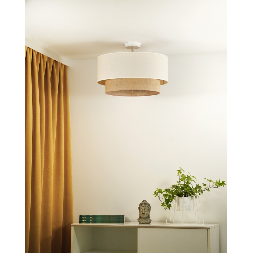 Duolla - Ytmonterad ljuskrona BOHO 1xE27/15W/230V diameter 45 cm grädde/brun