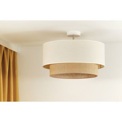 Duolla - Ytmonterad ljuskrona BOHO 1xE27/15W/230V diameter 45 cm grädde/brun