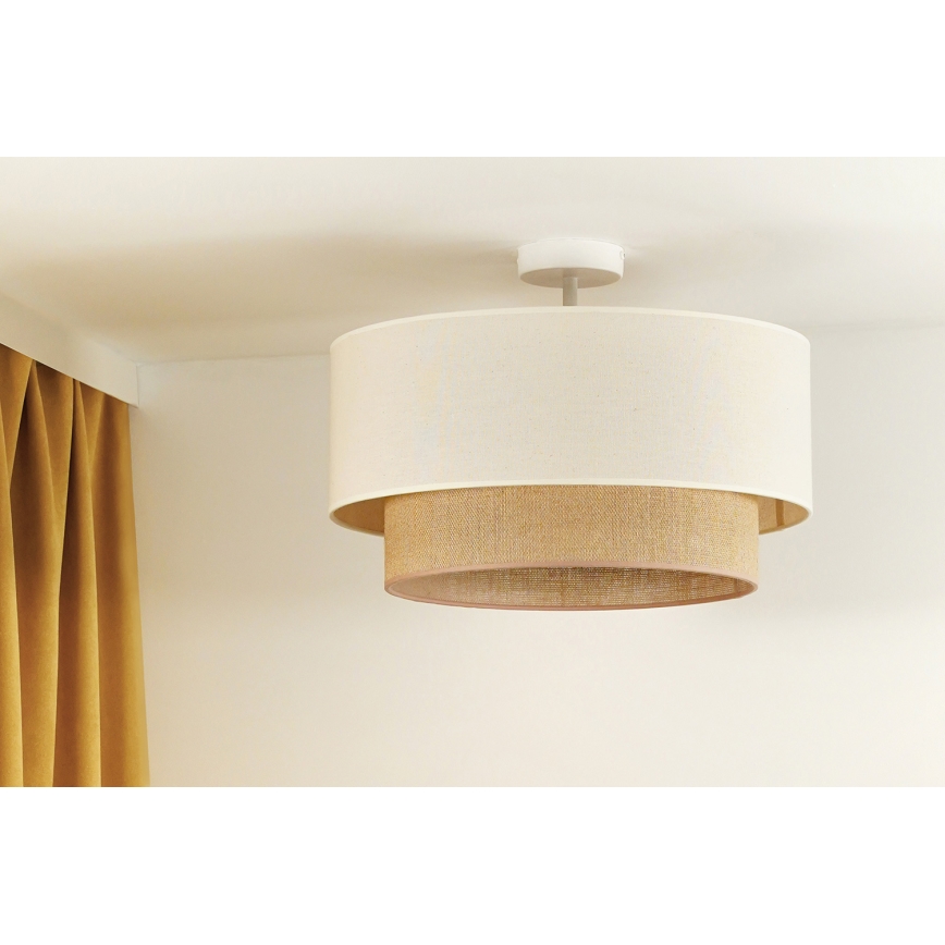 Duolla - Ytmonterad ljuskrona BOHO 1xE27/15W/230V diameter 45 cm grädde/brun