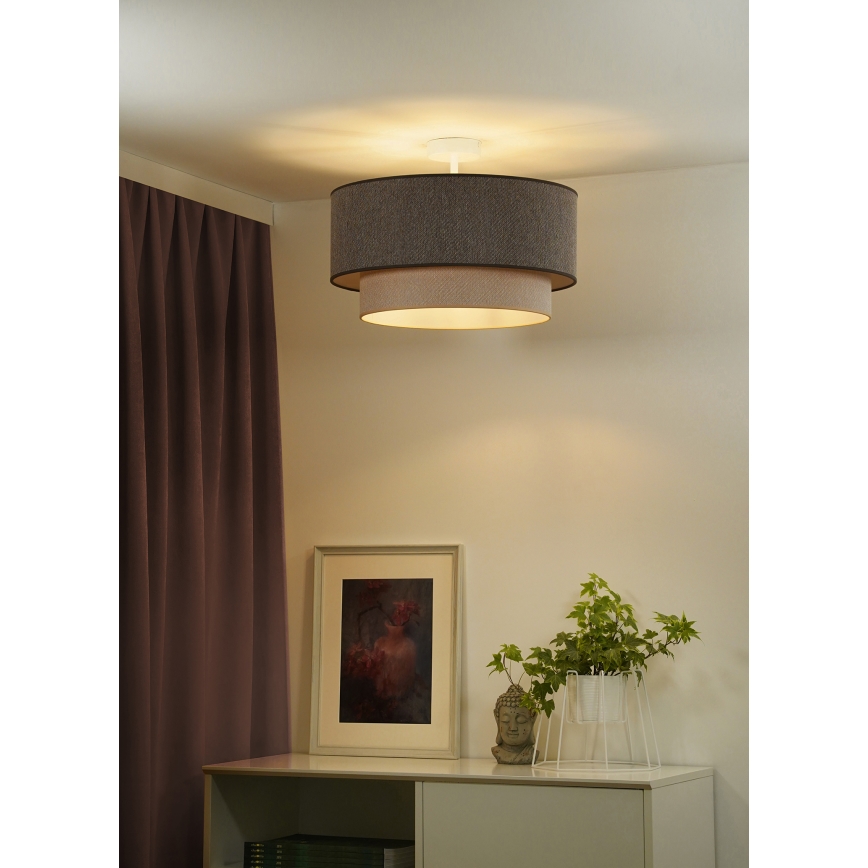 Duolla - Ytmonterad ljuskrona BOHO ECO RECYCLING 1xE27/15W/230V diameter 45 cm brun/grädde
