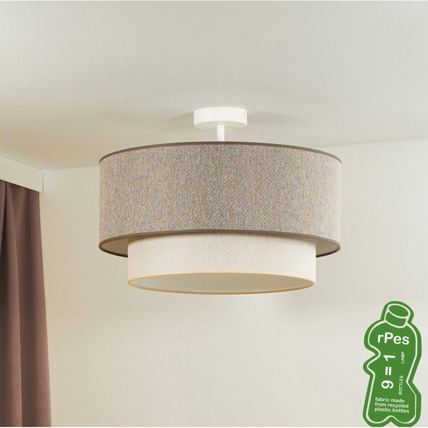 Duolla - Ytmonterad ljuskrona BOHO ECO RECYCLING 1xE27/15W/230V diameter 45 cm brun/grädde