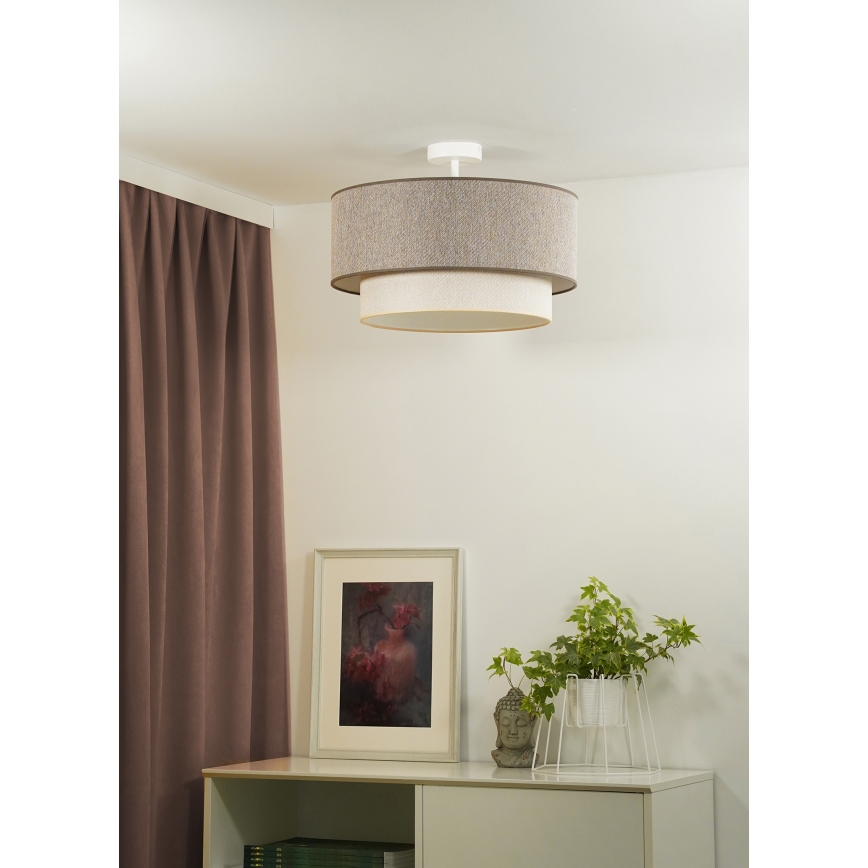 Duolla - Ytmonterad ljuskrona BOHO ECO RECYCLING 1xE27/15W/230V diameter 45 cm brun/grädde