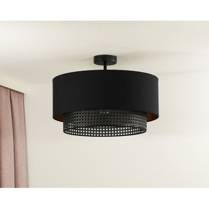Duolla - Ytmonterad ljuskrona BOHO RATTAN 1xE27/15W/230V diameter 45 cm svart
