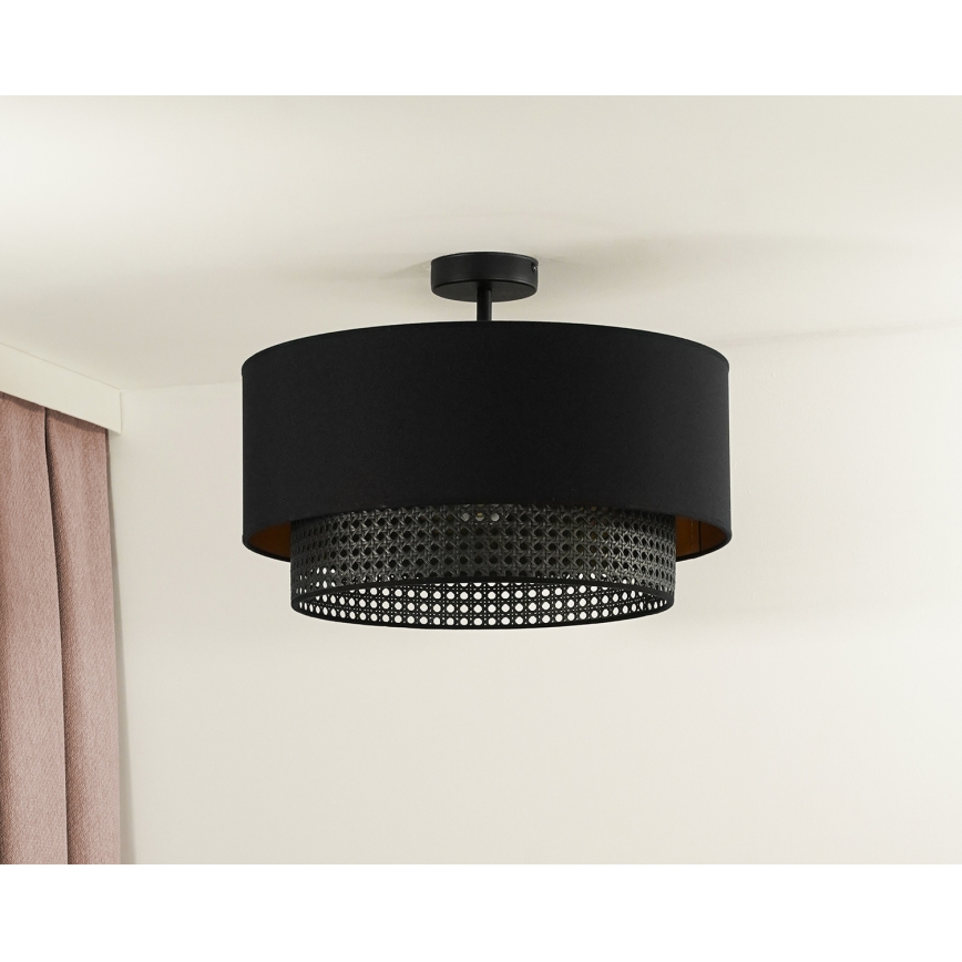Duolla - Ytmonterad ljuskrona BOHO RATTAN 1xE27/15W/230V diameter 45 cm svart