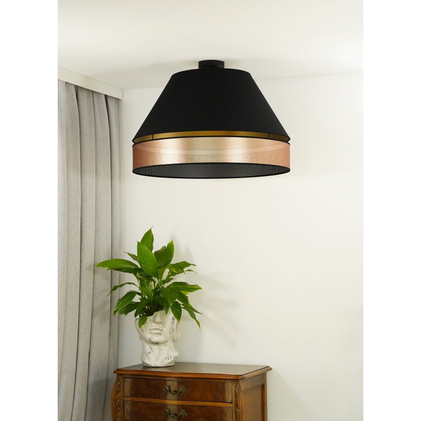 Duolla - Ytmonterad ljuskrona COPPER SHINY 1xE27/15W/230V diameter 60 cm svart/koppar
