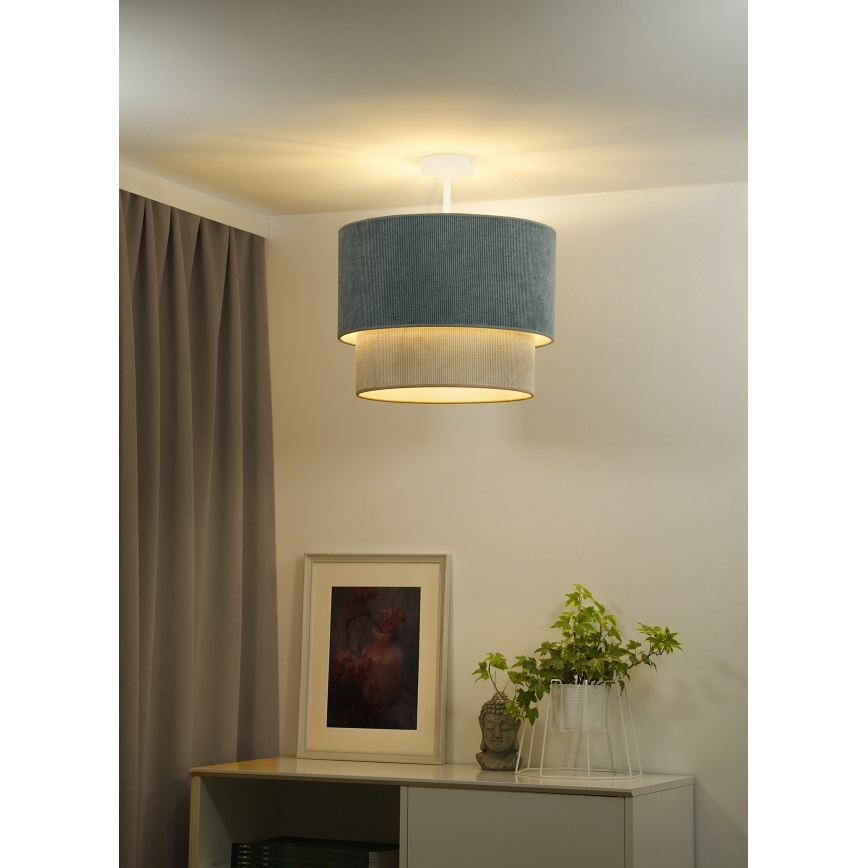 Duolla - Ytmonterad ljuskrona CORDUROY 1xE27/15W/230V diameter 40 cm blå/beige