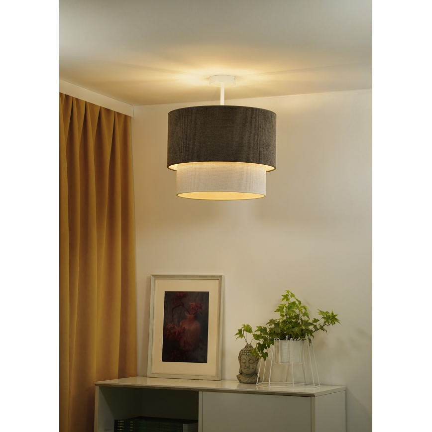Duolla - Ytmonterad ljuskrona CORDUROY 1xE27/15W/230V diameter 40 cm brun/grädde