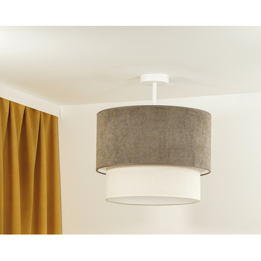 Duolla - Ytmonterad ljuskrona CORDUROY 1xE27/15W/230V diameter 40 cm brun/grädde