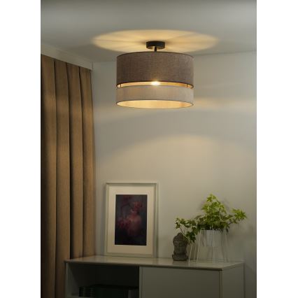 Duolla - Ytmonterad ljuskrona DOUBLE 1xE27/15W/230V diameter 40 cm brun/grå