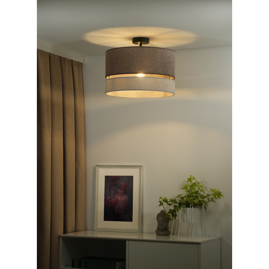 Duolla - Ytmonterad ljuskrona DOUBLE 1xE27/15W/230V diameter 40 cm brun/grå