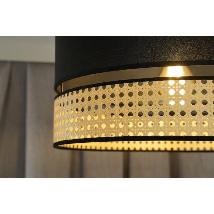 Duolla - Ytmonterad ljuskrona DOUBLE RATTAN 1xE27/15W/230V diameter 40 cm svart/beige