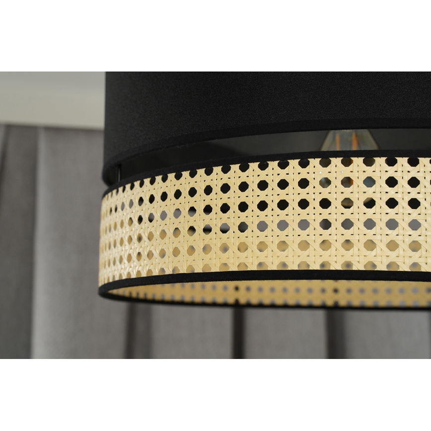 Duolla - Ytmonterad ljuskrona DOUBLE RATTAN 1xE27/15W/230V diameter 40 cm svart/beige