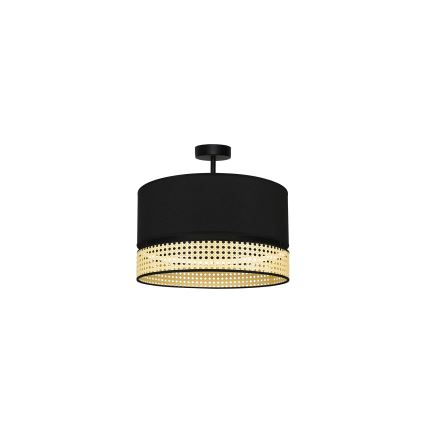 Duolla - Ytmonterad ljuskrona DOUBLE RATTAN 1xE27/15W/230V diameter 40 cm svart/beige