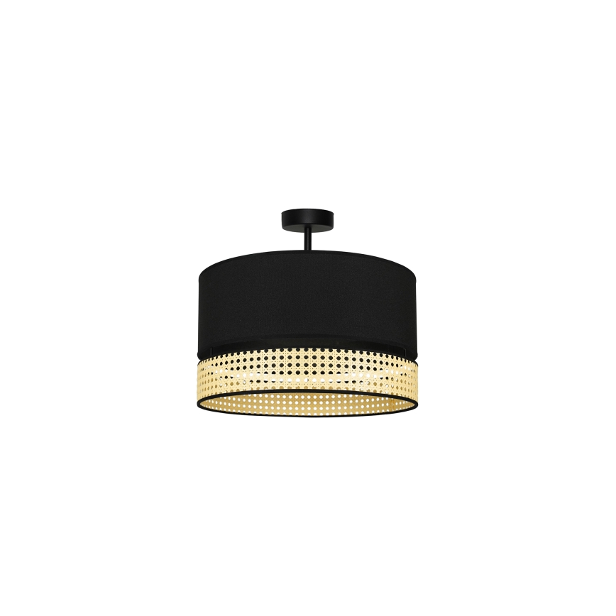 Duolla - Ytmonterad ljuskrona DOUBLE RATTAN 1xE27/15W/230V diameter 40 cm svart/beige