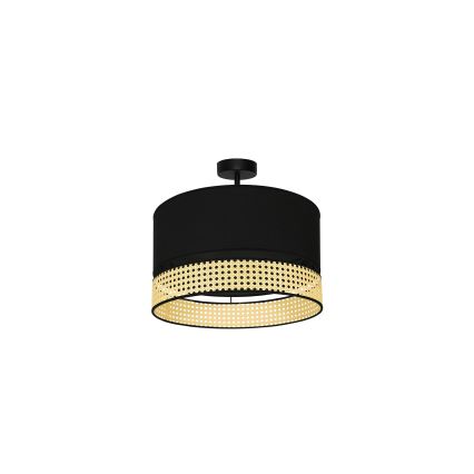 Duolla - Ytmonterad ljuskrona DOUBLE RATTAN 1xE27/15W/230V diameter 40 cm svart/beige