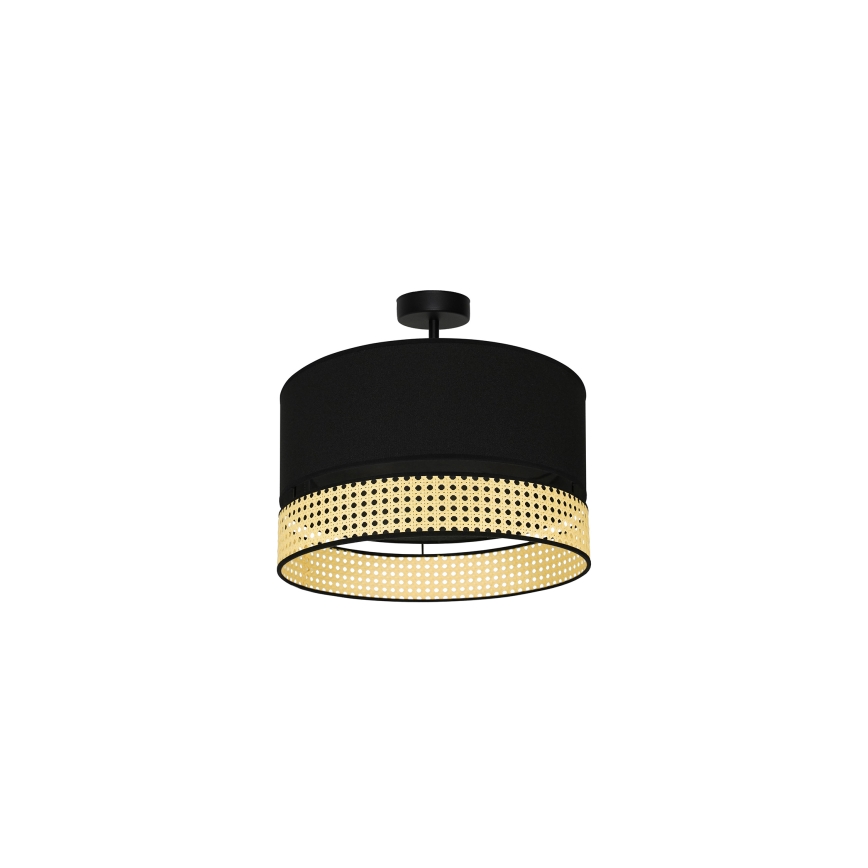 Duolla - Ytmonterad ljuskrona DOUBLE RATTAN 1xE27/15W/230V diameter 40 cm svart/beige