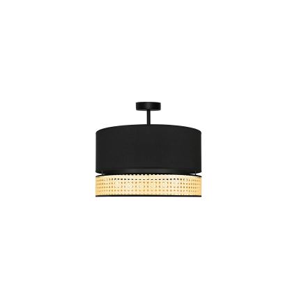 Duolla - Ytmonterad ljuskrona DOUBLE RATTAN 1xE27/15W/230V diameter 40 cm svart/beige