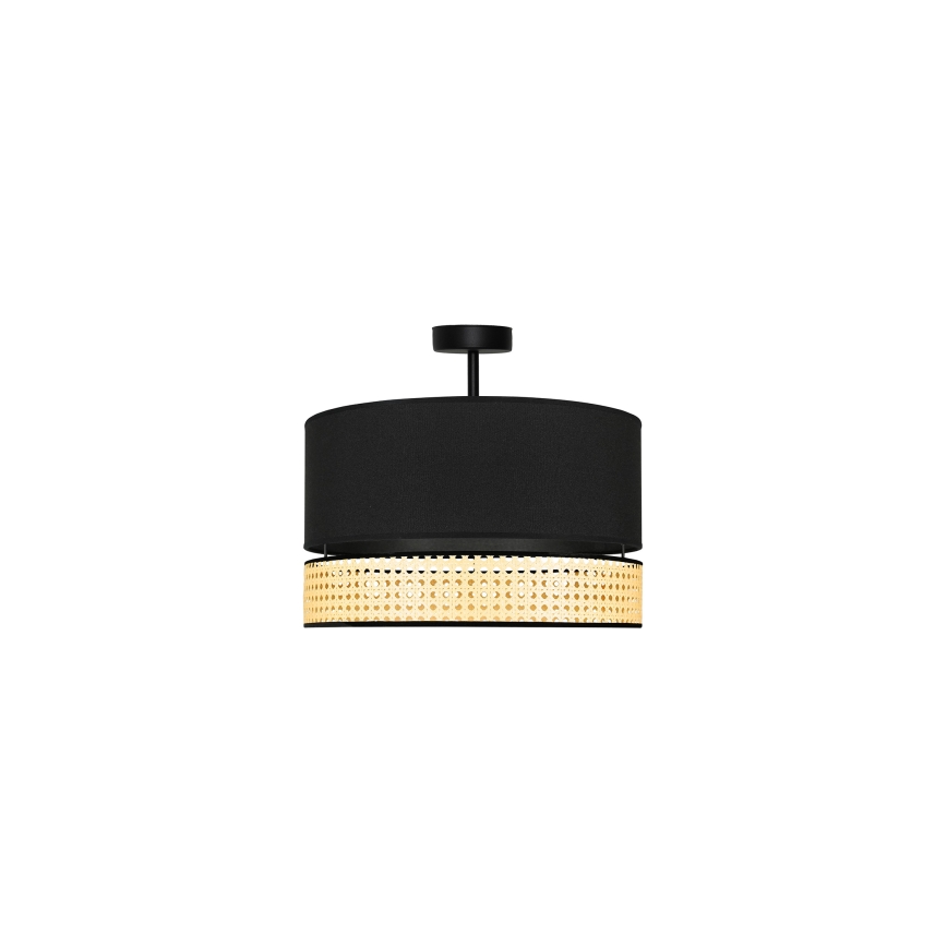 Duolla - Ytmonterad ljuskrona DOUBLE RATTAN 1xE27/15W/230V diameter 40 cm svart/beige