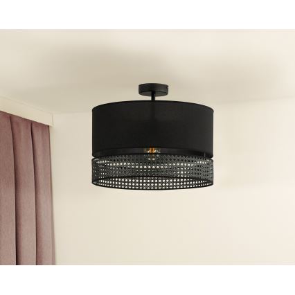 Duolla - Ytmonterad ljuskrona DOUBLE RATTAN 1xE27/15W/230V diameter 40 cm svart