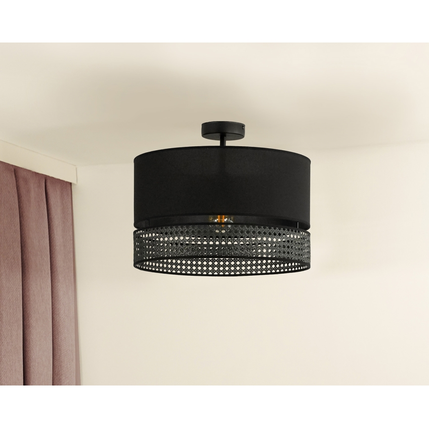 Duolla - Ytmonterad ljuskrona DOUBLE RATTAN 1xE27/15W/230V diameter 40 cm svart