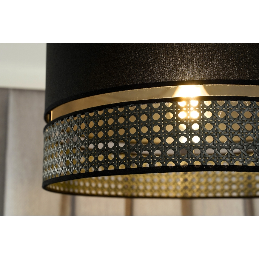 Duolla - Ytmonterad ljuskrona DOUBLE RATTAN 1xE27/15W/230V diameter 40 cm svart