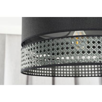 Duolla - Ytmonterad ljuskrona DOUBLE RATTAN 1xE27/15W/230V diameter 40 cm svart