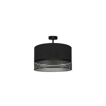 Duolla - Ytmonterad ljuskrona DOUBLE RATTAN 1xE27/15W/230V diameter 40 cm svart
