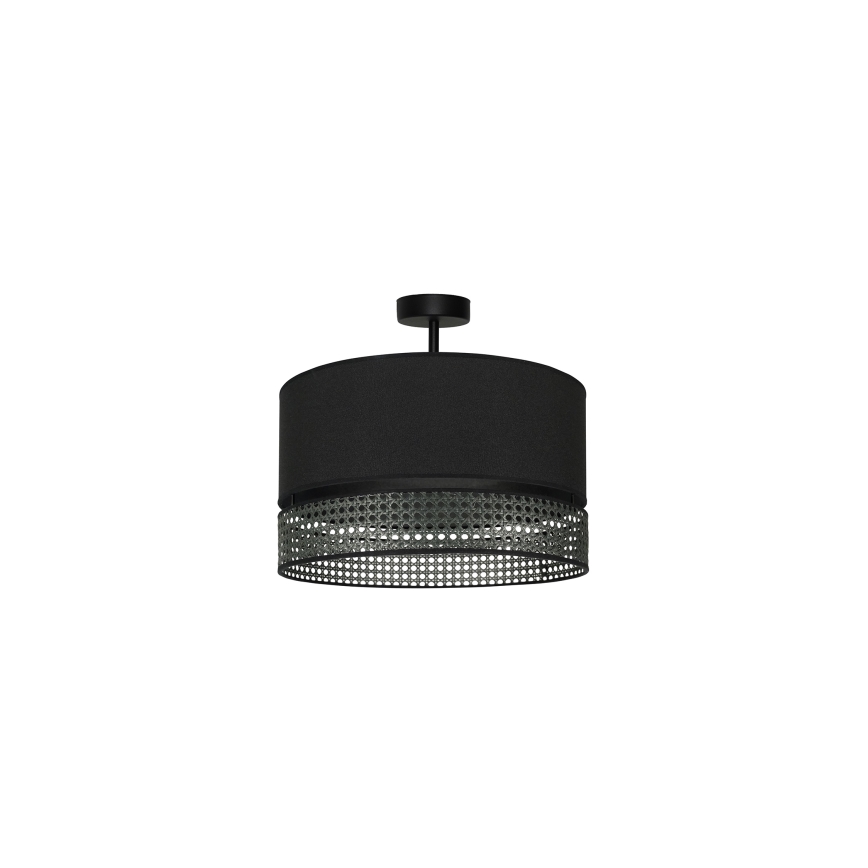 Duolla - Ytmonterad ljuskrona DOUBLE RATTAN 1xE27/15W/230V diameter 40 cm svart