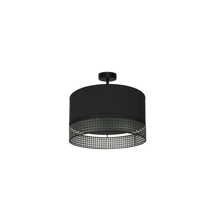 Duolla - Ytmonterad ljuskrona DOUBLE RATTAN 1xE27/15W/230V diameter 40 cm svart