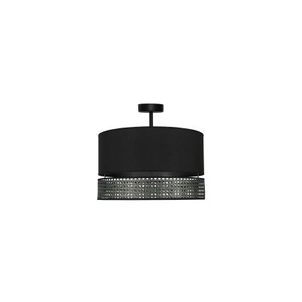 Duolla - Ytmonterad ljuskrona DOUBLE RATTAN 1xE27/15W/230V diameter 40 cm svart