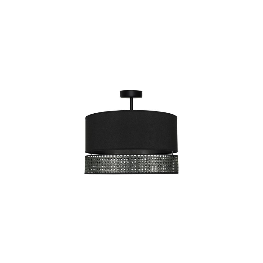 Duolla - Ytmonterad ljuskrona DOUBLE RATTAN 1xE27/15W/230V diameter 40 cm svart