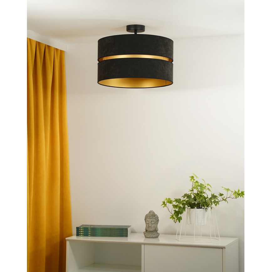 Duolla - Ytmonterad ljuskrona DUO 1xE27/15W/230V diameter 40 cm svart/guld