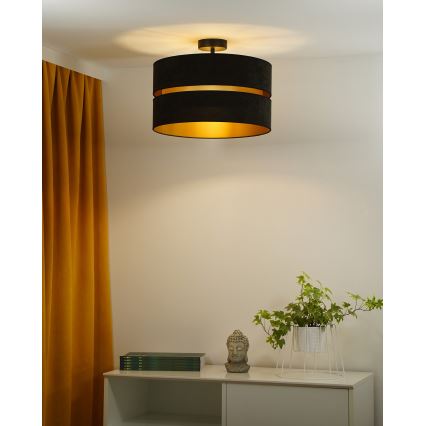 Duolla - Ytmonterad ljuskrona DUO 1xE27/15W/230V diameter 40 cm svart/guld