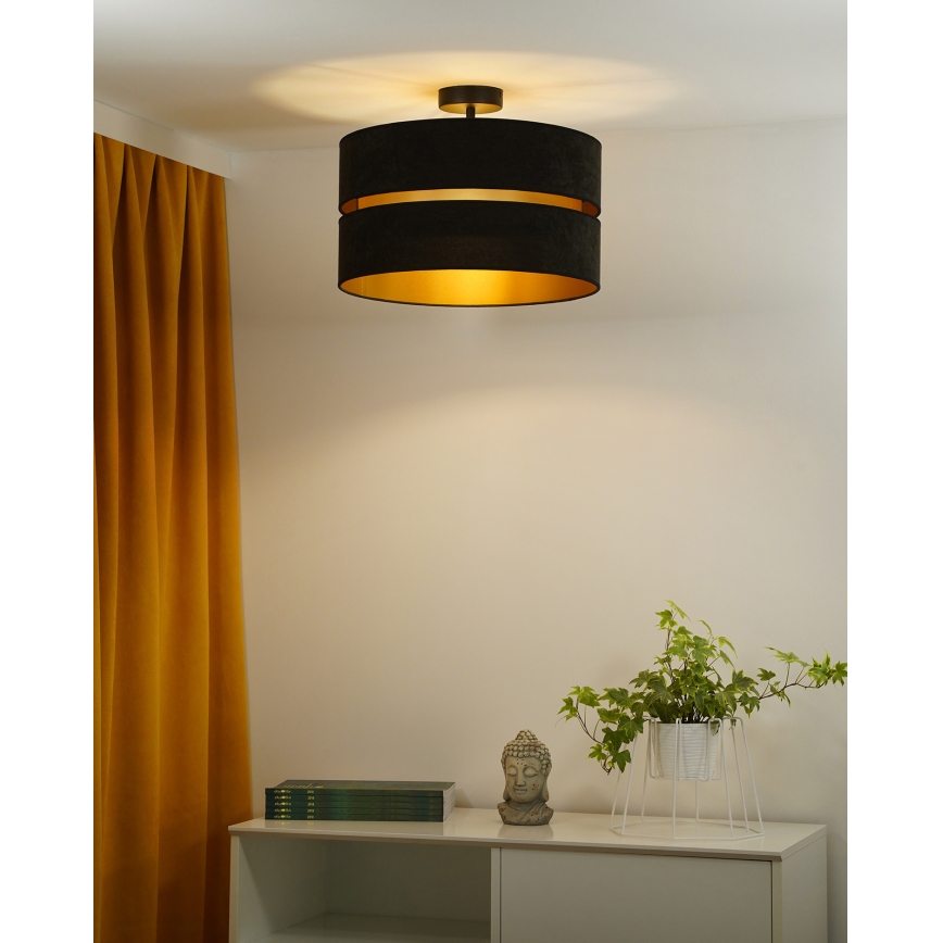Duolla - Ytmonterad ljuskrona DUO 1xE27/15W/230V diameter 40 cm svart/guld