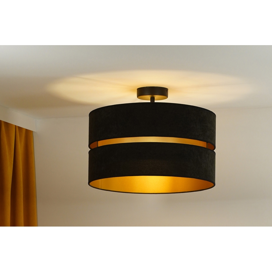 Duolla - Ytmonterad ljuskrona DUO 1xE27/15W/230V diameter 40 cm svart/guld