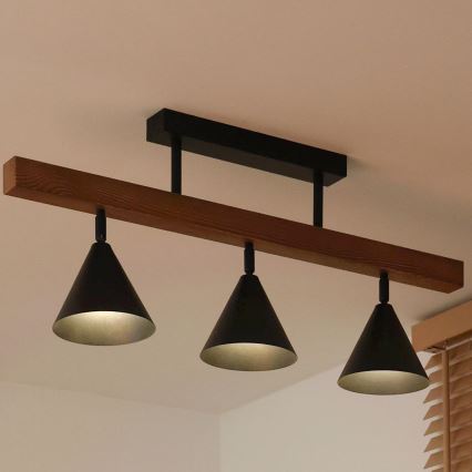 Duolla - Ytmonterad ljuskrona IRONLINE 3xG9/3W/230V furu ek/svart