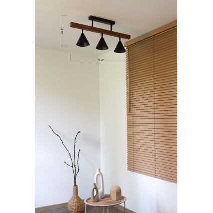 Duolla - Ytmonterad ljuskrona IRONLINE 3xG9/3W/230V furu ek/svart