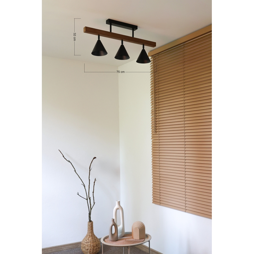 Duolla - Ytmonterad ljuskrona IRONLINE 3xG9/3W/230V furu ek/svart