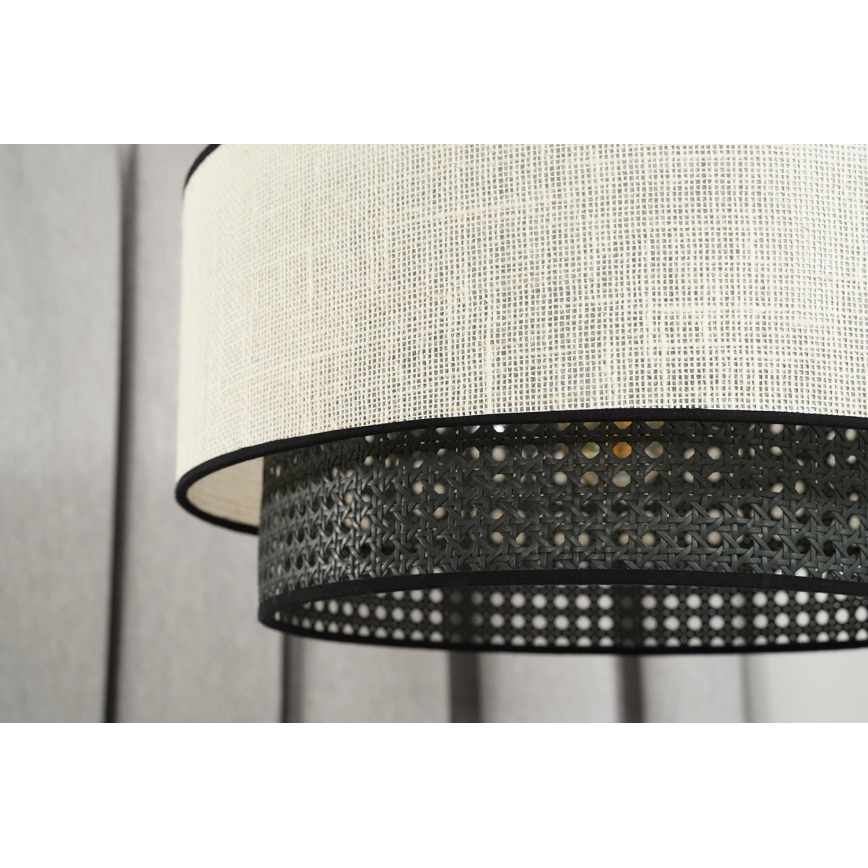 Duolla - Ytmonterad ljuskrona RATTAN YUTE 1xE27/15W/230V diameter 45 cm grädde/svart